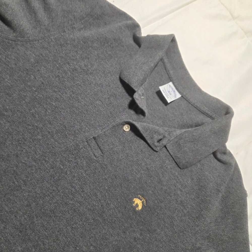 Brooks Brothers 1818 Performance Polo Slim Fit Gray Cotton Pique Mens Large